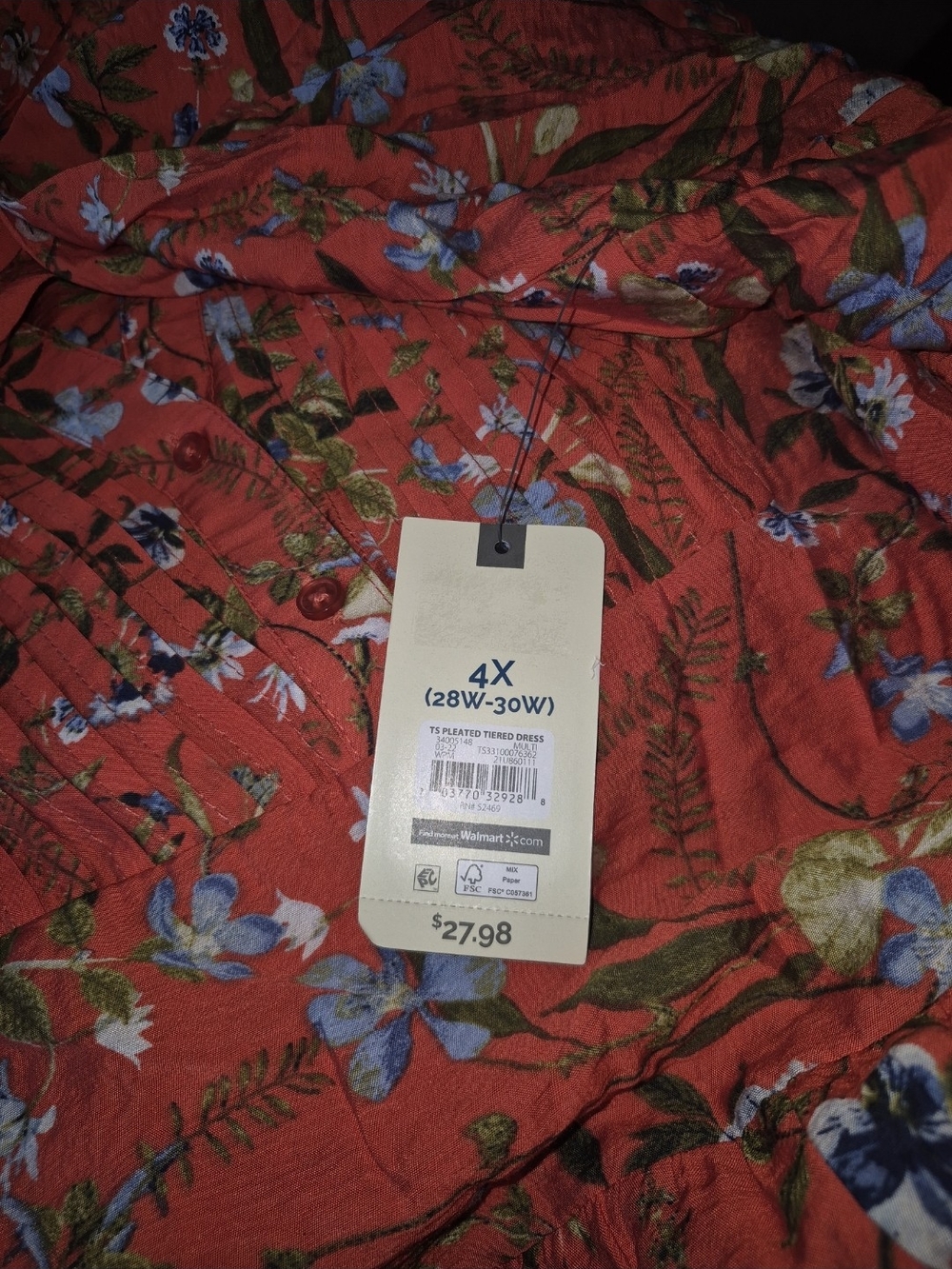 ​🌸 NWT Terra & Sky | Boho Floral Pintuck Tiered Dress 4X 🌸